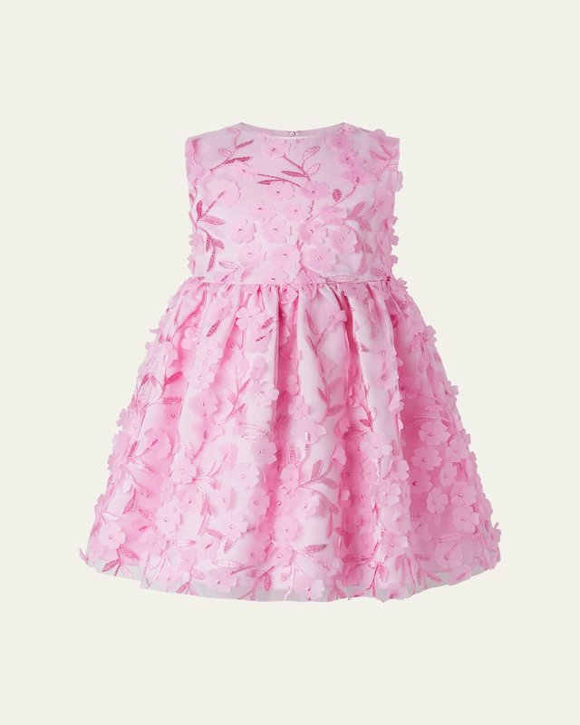Girl's Rose Applique Party Dress, Size 2-